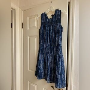 Michael Kors Blue Flower Print tiered sleeveless dress size 6